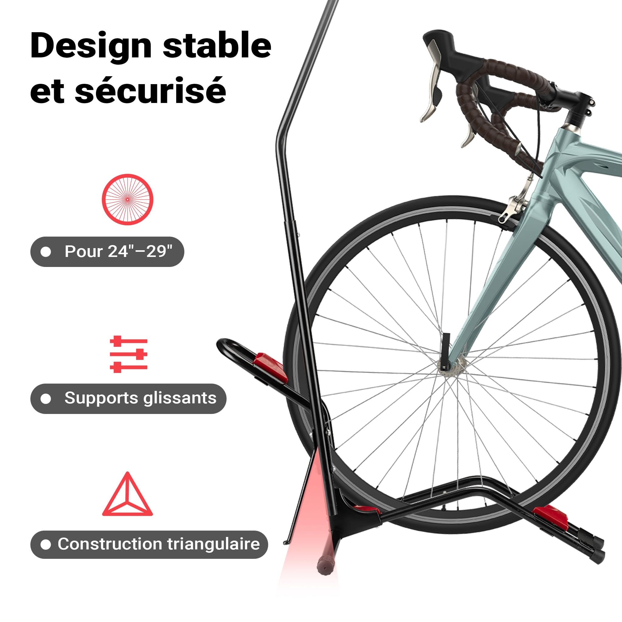 WilTec Range-vélo – en Acier – Rack à vélo autoportant