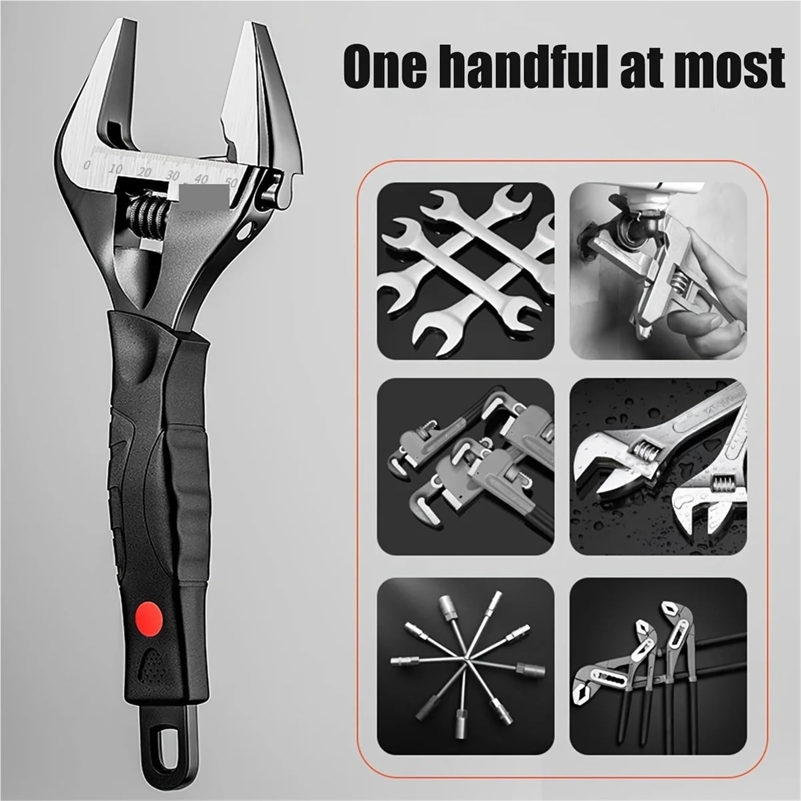 Llave Ajustable 1 Uds. Llave ajustable de fontanería con agarre suave, métrica, juego de boca ancha de acero(403mm 12inch)