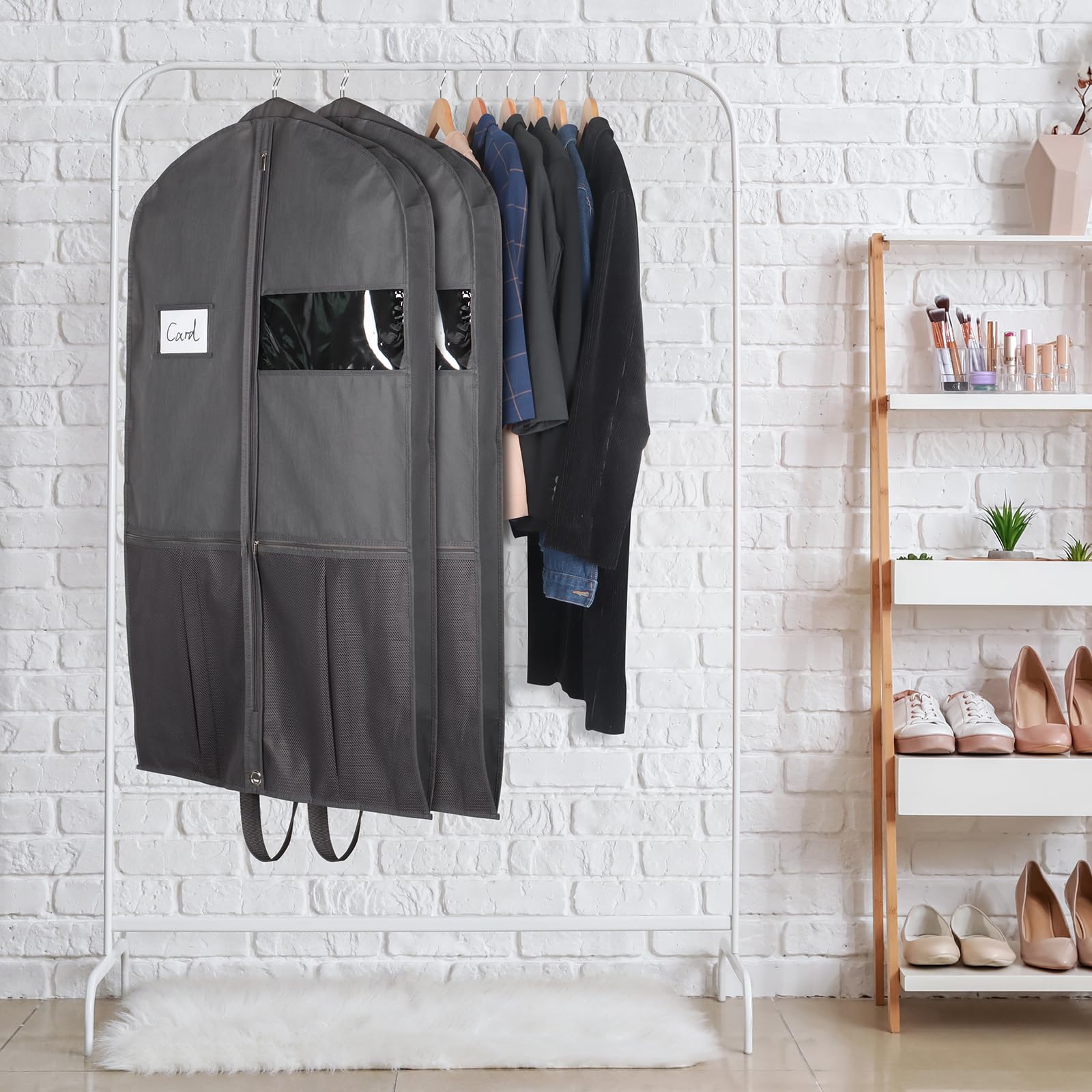 Zilink Bolsas de traje de 43 pulgadas para almacenamiento de armario y viajes, bolsas de ropa colgantes reforzadas para hombres, cubierta de traje para viajes con asas para abrigos, chaquetas,