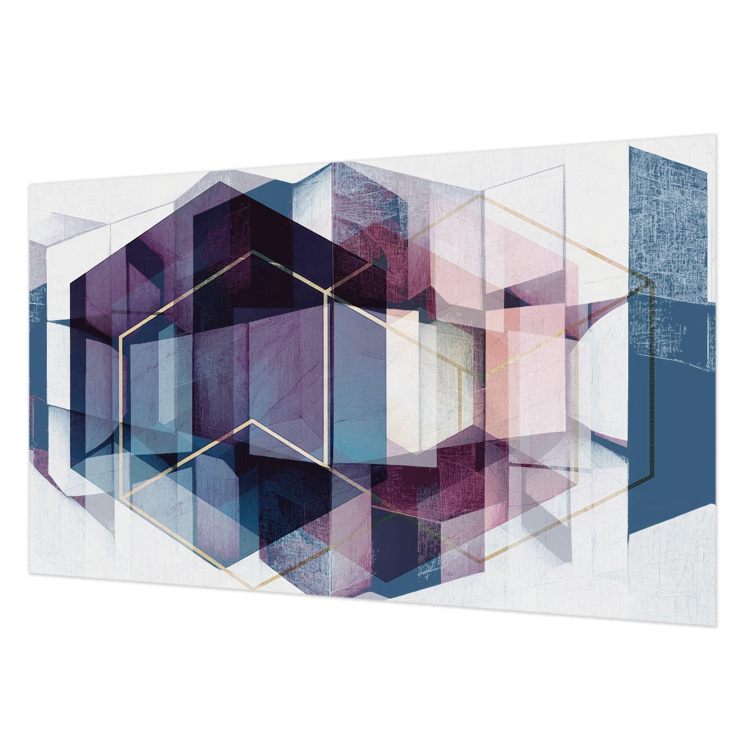 Décor mural intissé pour salon moderne à motif géométrique cubes 416x254 cm