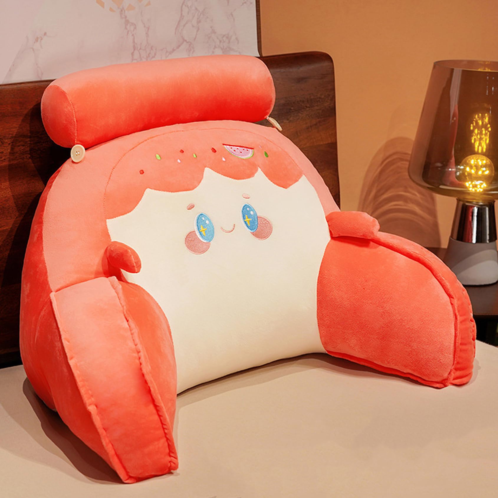PERS Bed Reading Pillows Cartoon Plush Cushions Comfortable Sofa Backrest Sitting Relaxing Chair Lumbar Pillow Kids Adults Gaming Cuddle Cushion With Support Arms(Size:70x40x25cm,Color:J)