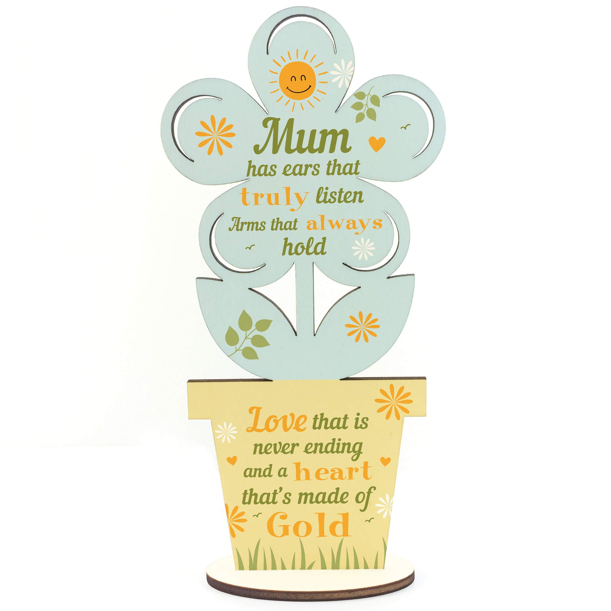 RED OCEAN Mum Birthday Gift Wooden Flower For Mum Gift For Her Love Keepsake