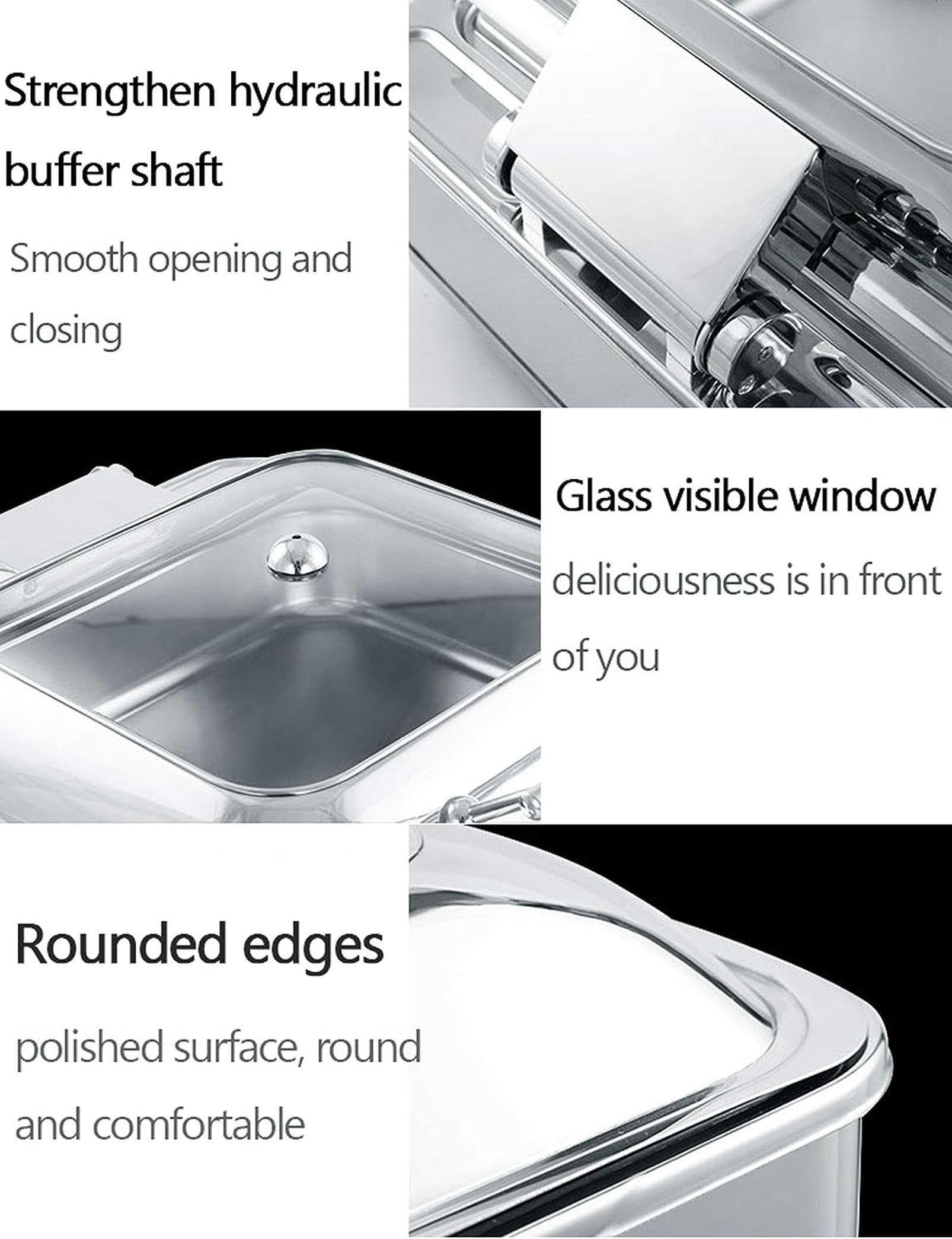 6L Chafing Dish Elettrico, Scaldavivande Elettrico Acciaio Inox, Contenitore Termico per Alimenti Caldi per Buffet, Banchetti, Feste in Casa, Temperatura Regolabile (30-80 °)