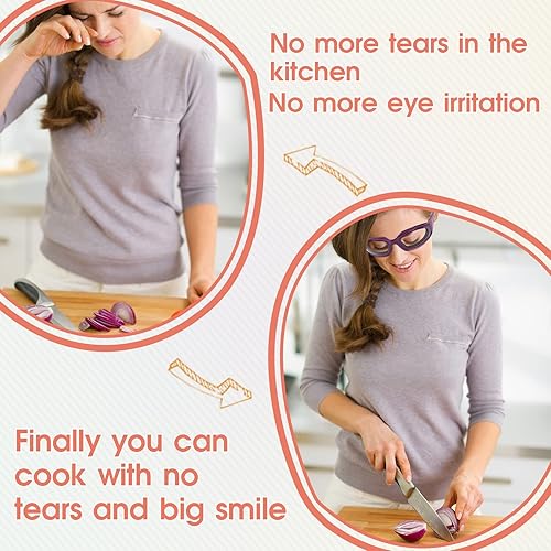 Miniatura 3 de shenghang Gafas de cebolla sin lágrimas, gafas de seguridad para la cocina, a prueba de polvo, antivaho y a prueba de viento (morado)