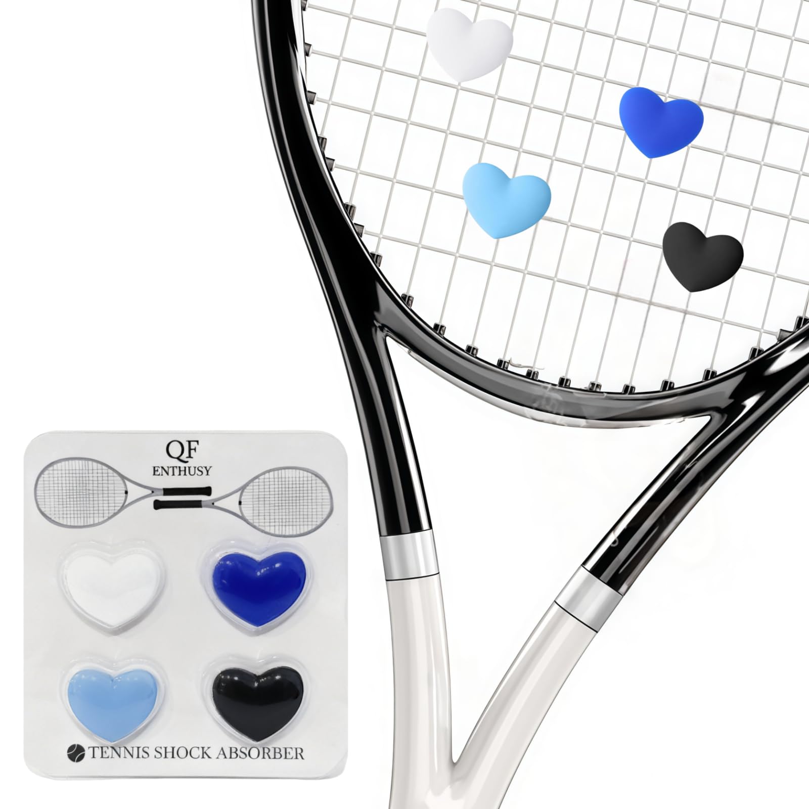 QF ENTHUSY Tennis Racket Dampener Heart, Tennis Vibration Dampener - Cute Racket Shock Absorber