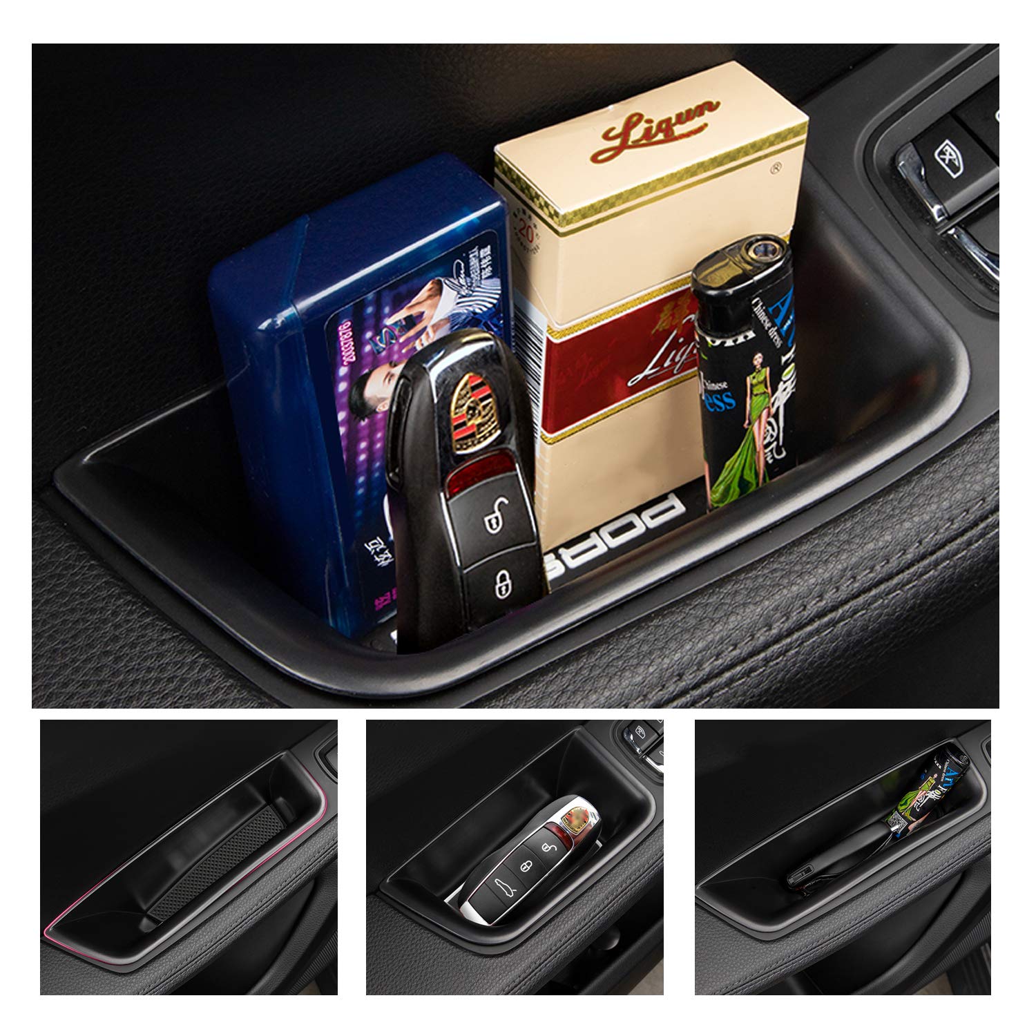 RUIYA [4 Pezzi Auto Porta Maniglia Immagazzinaggio Scatola per Porsche Macan 2015-2024, Macan Car Handle Organizer Maniglia Porta Braccioli Scatola di Immagazzinaggio accessori Porsche Macan