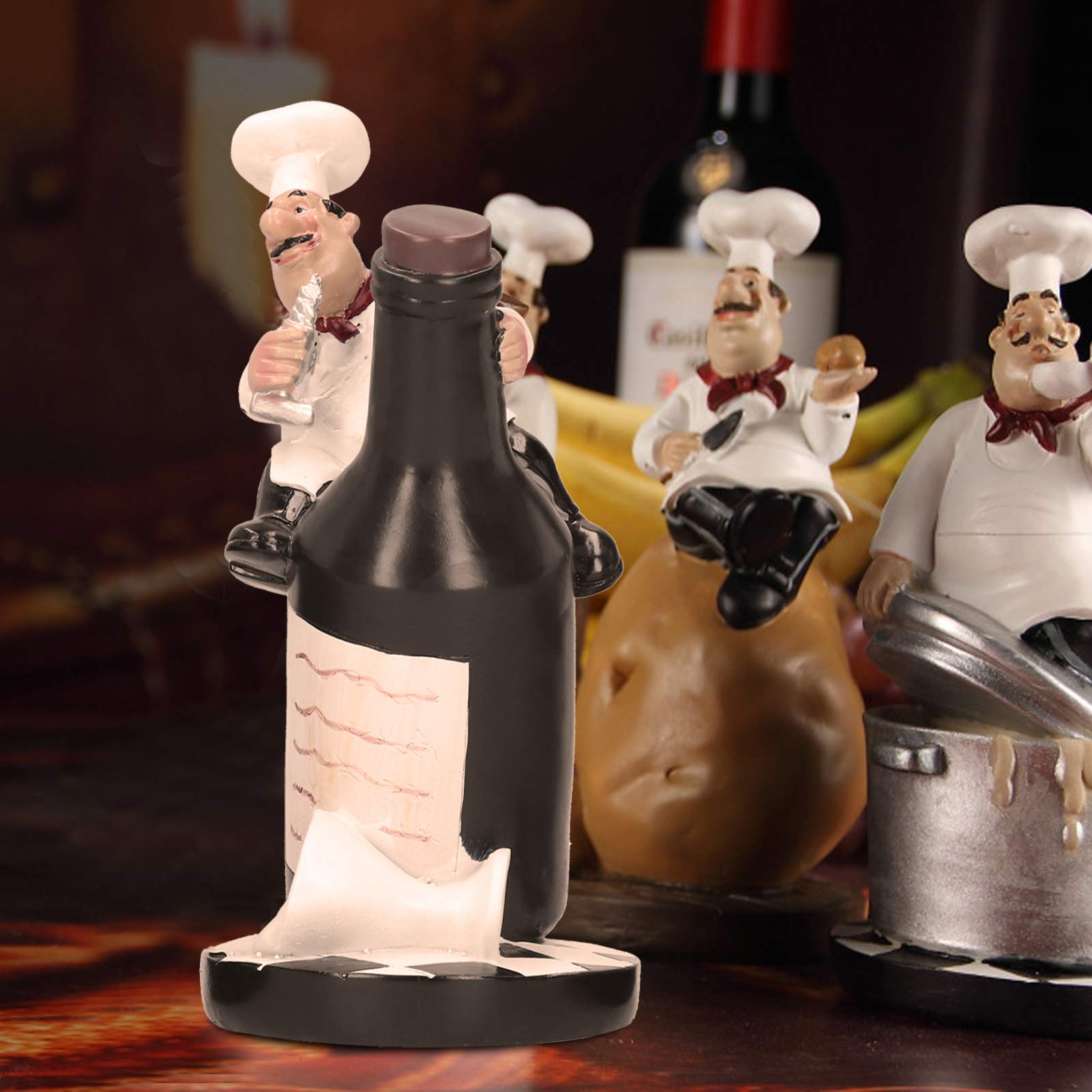 Modelo Estatua de Chef, Juego de Figuras Decoración de Cocina con Patatas Adornos de Resina Coleccionable Decoración del hogar para mamá Mujer Abuela Amigas Madre