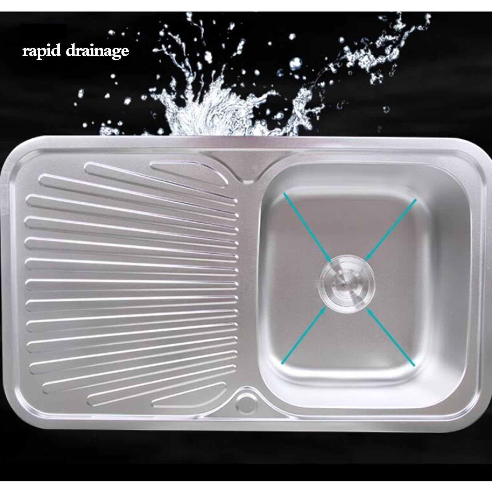 Fregadero de Acero Inoxidable de un Seno con escurridor para Cocina, para Lavar Platos, Verduras, Frutas y Ropa al Aire Libre (71 x 38 x 19 cm)
