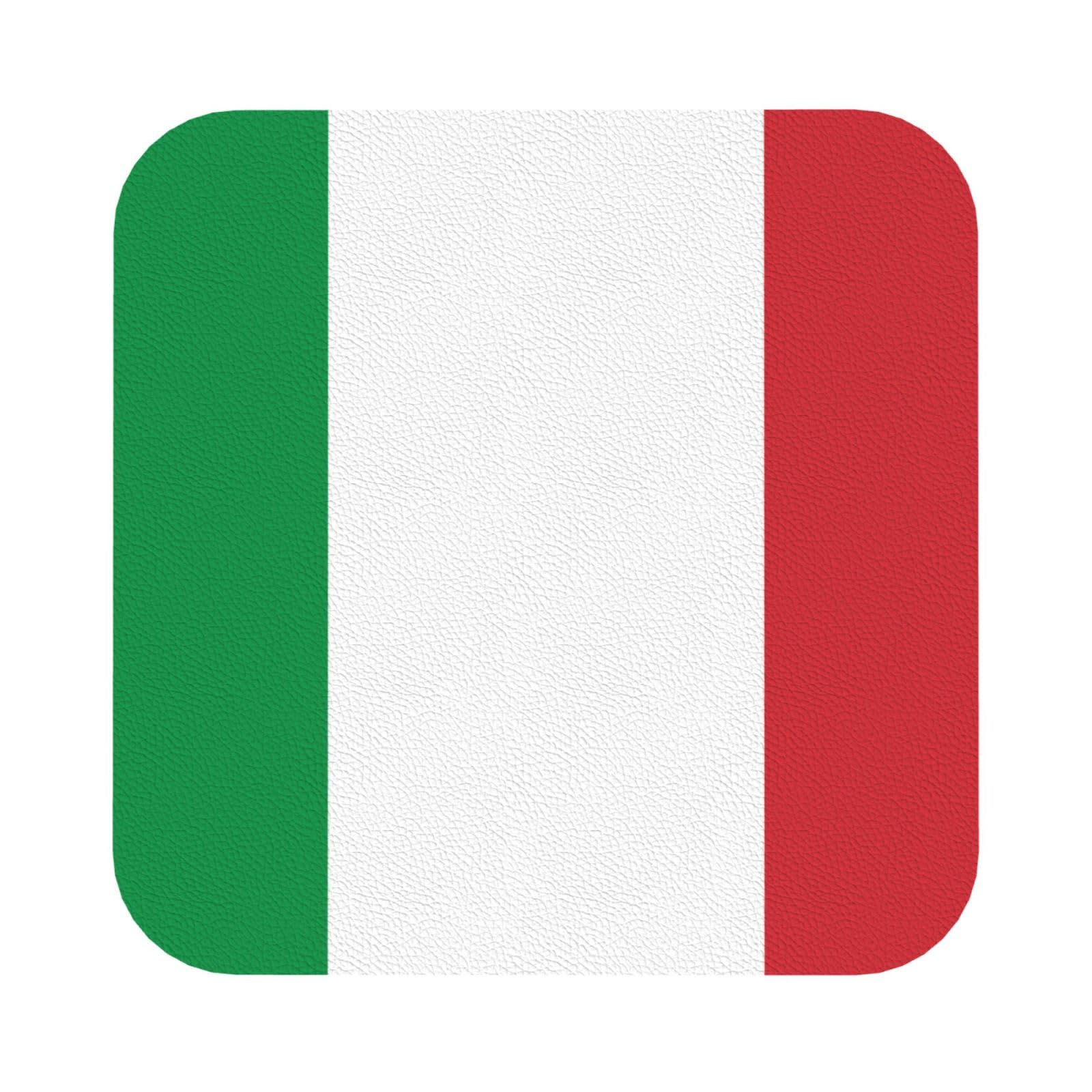 italy flag PU Leather Coasters Set of 6 Square Drink Coasters