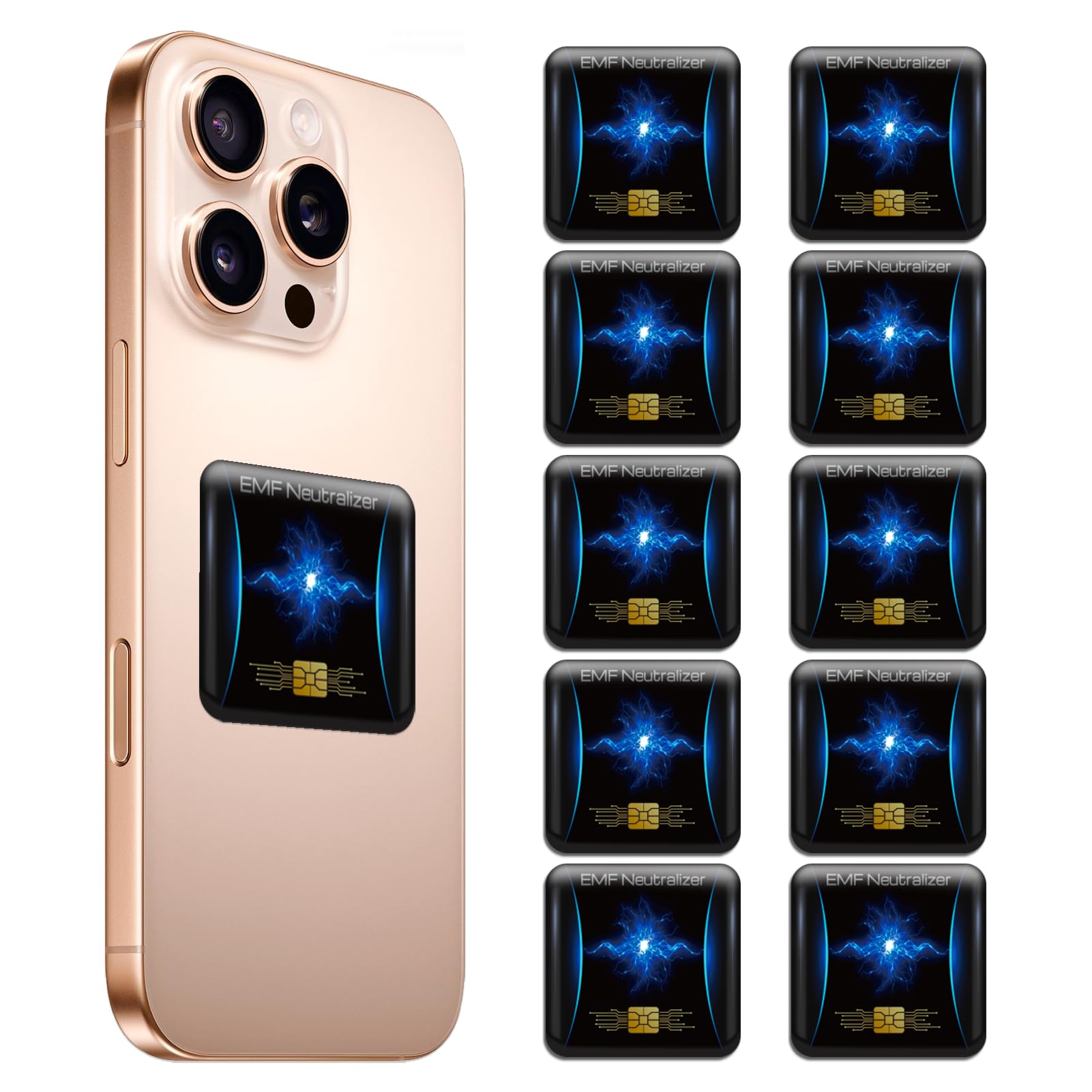 10 Pcs Phone Protection Stickers Neutralizers for Smart Phones/Tablets/Laptops/Computer/WiFi/Priner/TV Electronic Devices Blockers Blue