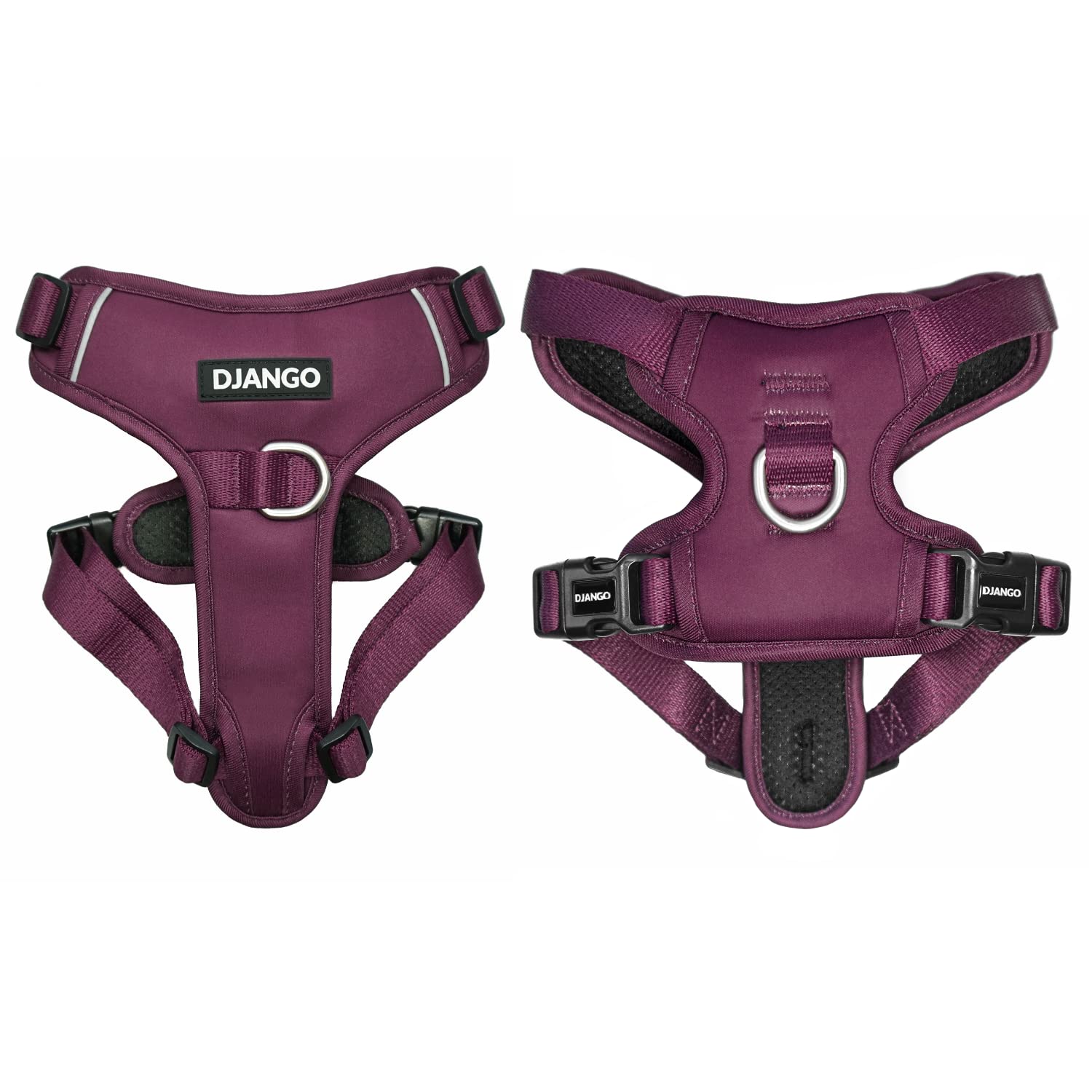 DJANGO Tahoe No Pull Hundegeschirr,Bequemes,Verstellbares und sicheres Design für den täglichen Gebrauch (Medium, Himbeerviolett)