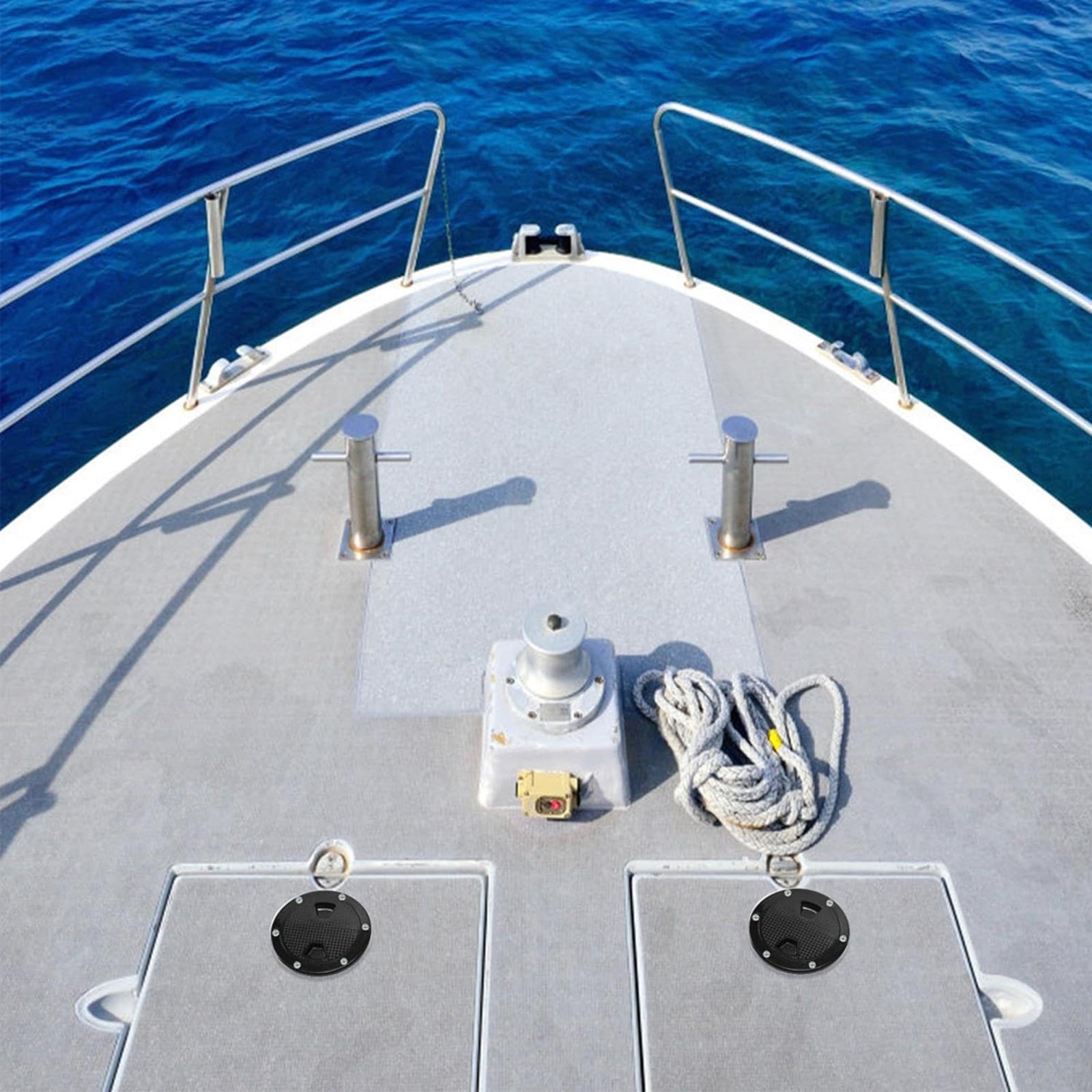 Botola circolare nera da 10/15/20 cm, per ispezione circolare senza silp, coperchio con copertura rimovibile per yacht nautico