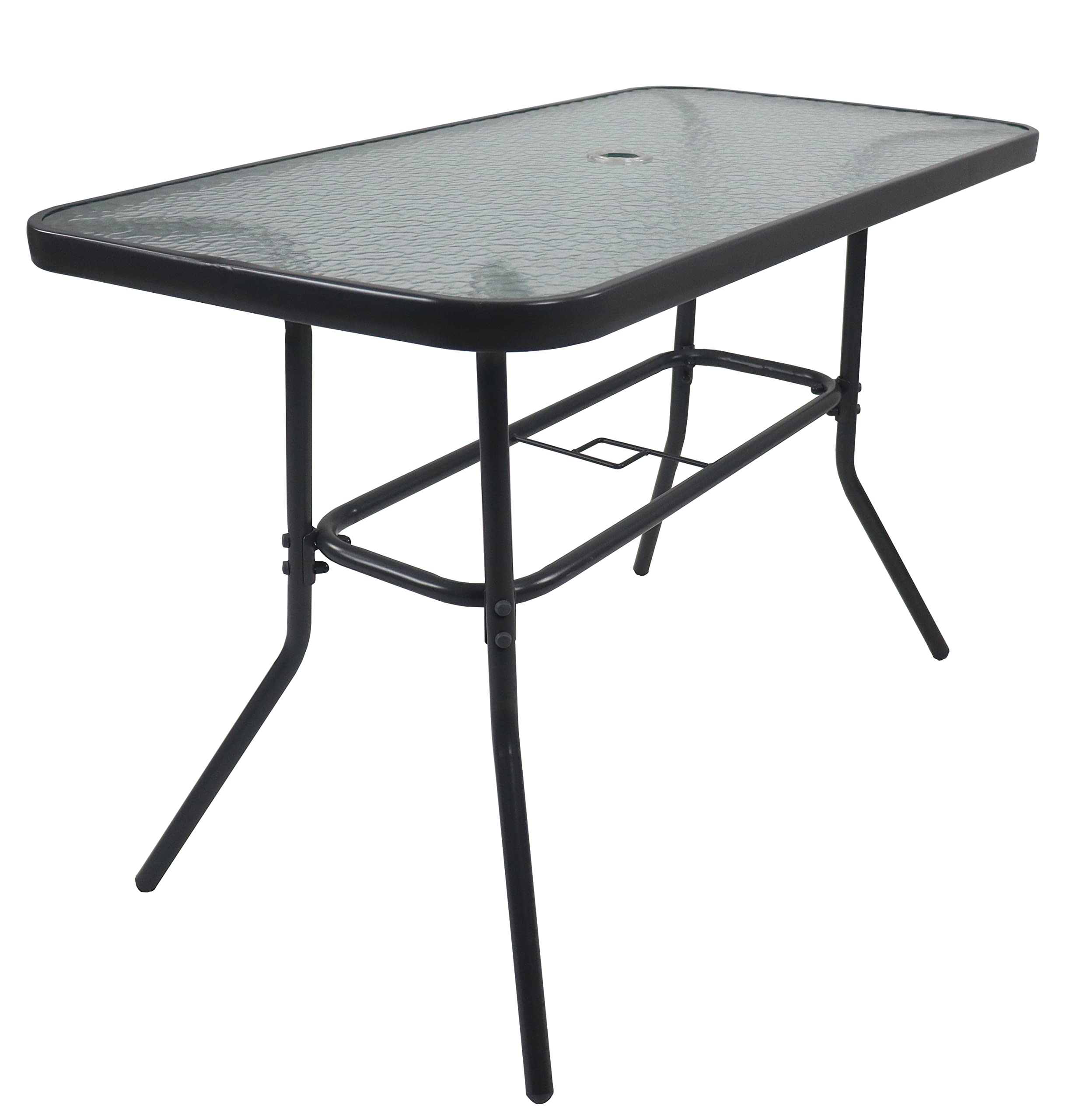 VCM Gartentisch aus Glas und Metall | Esstisch | Maße ca. H. 70 x B. 110 x T. 55 cm | Anthrazit | Balkontisch Gartenmöbel 110x55