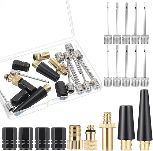 19 Uds Agujas de inflado Herramientas Adaptador de Válvula de Bicicleta Convertidor DV SV AV Bomba de bola Aguja Latón Presta Schrader Válvulas