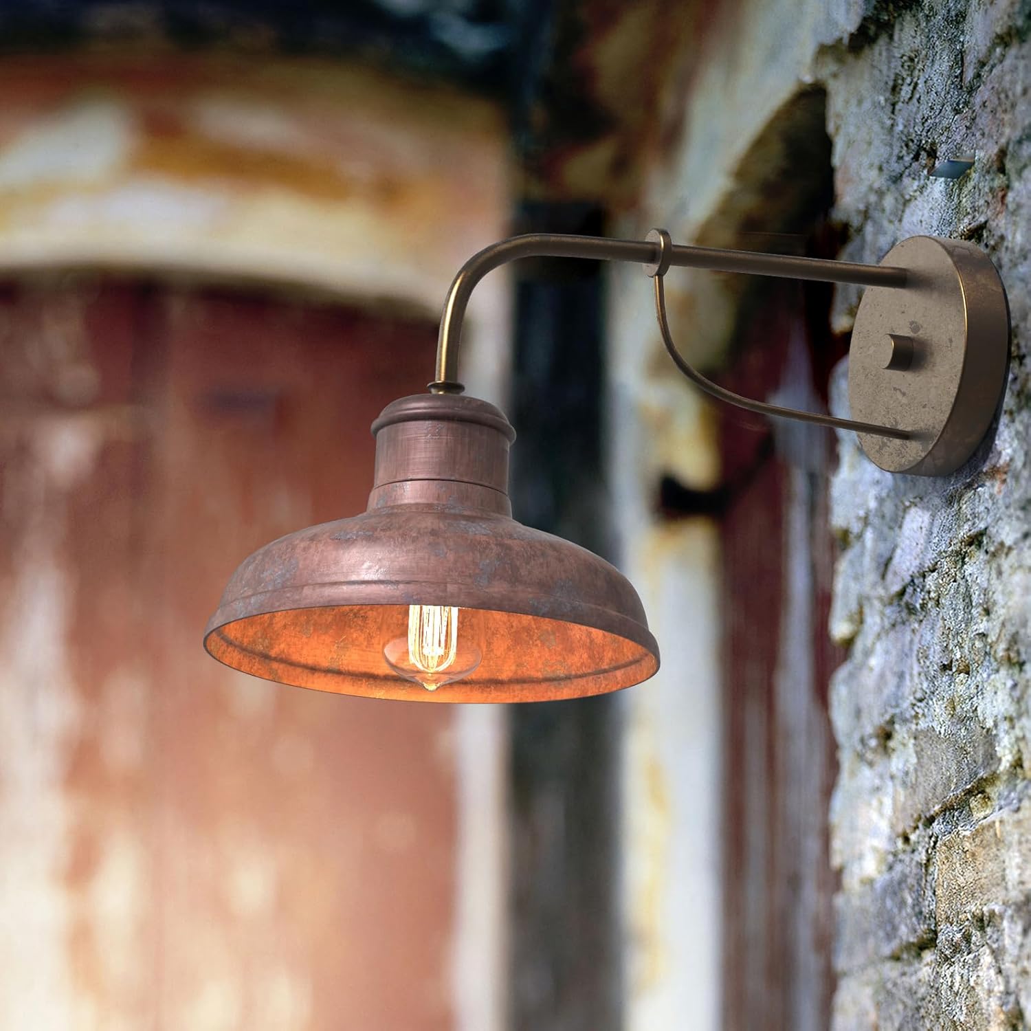 7 PANDAS Wall Light Fixture Outdoor, Exterior Waterproof Wall Lantern Light Fixtures, Antique Style Solid Copper Exterior Sconce for Patio Garage Front Door (Medium 2Pack)