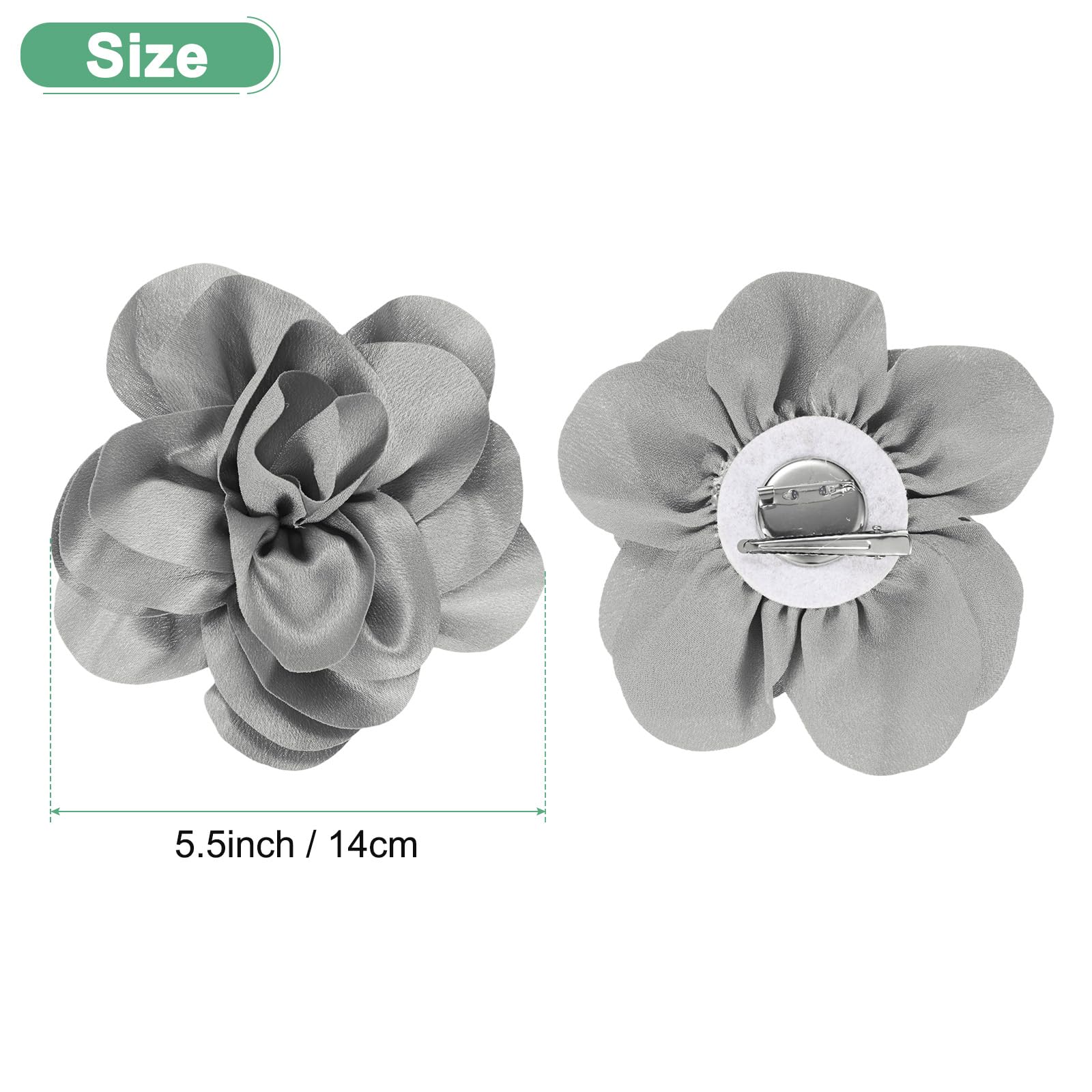 M METERXITY Rose Flower Brooches and Pins for Women 5.5 Inch Lapel Pins Dainty Satin Fabric Big Camellia Hair Flowers Clips for Wedding/Parties/Clothes/Jewelry [14cm - Image 3