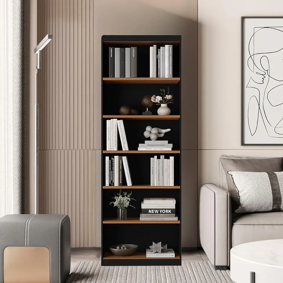 Genérico Organizador Livreiro Padrão Moderno com 1 Prateleira para Sala, Escritório, Quarto, Cozinha, Madeira Preta