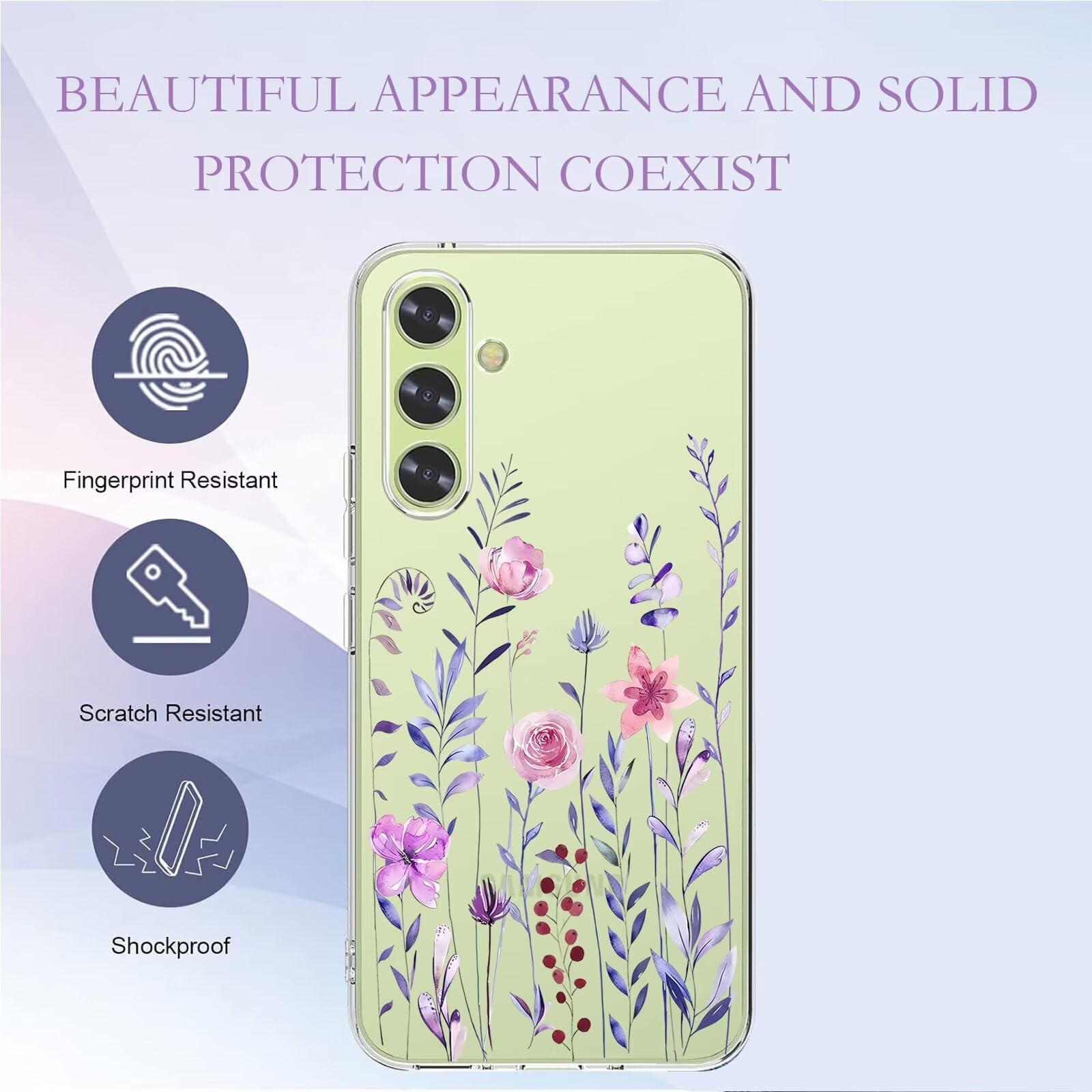 Kaywzo Cover per Xiaomi Redmi Note 14 Pro 5G,Custodia in Trasparente TPU con Modello del Modelli di Fiori Colorati,Ultra Sottile Donna Silicone Phone Protezione Case Cover-3
