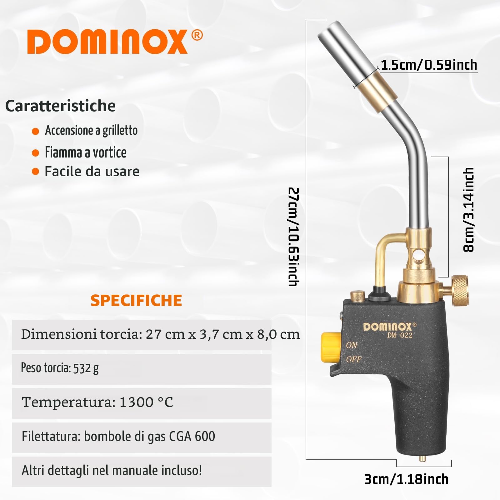 Torcia a propano ad alta intensità, torcia a gas con grilletto, torcia per saldatura per serbatoio propano MAP, MAPP Tank, saldatura, accensione, barbecue, illuminazione
