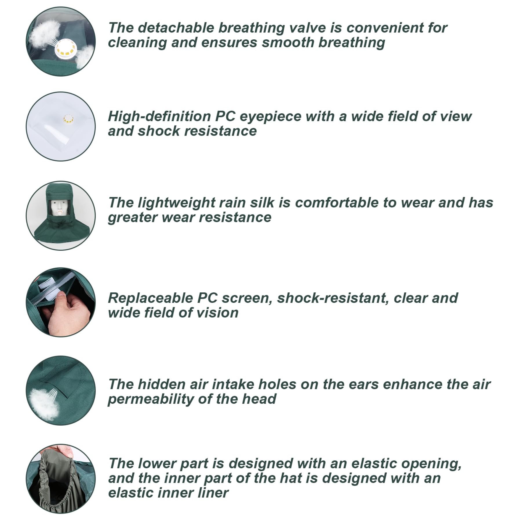 Cagoule de sablage, masque de sablage à vision claire avec corde réglable, masque protection anti-poussière/vent pour le polissage, le, la peinture, la poudre, la poussière