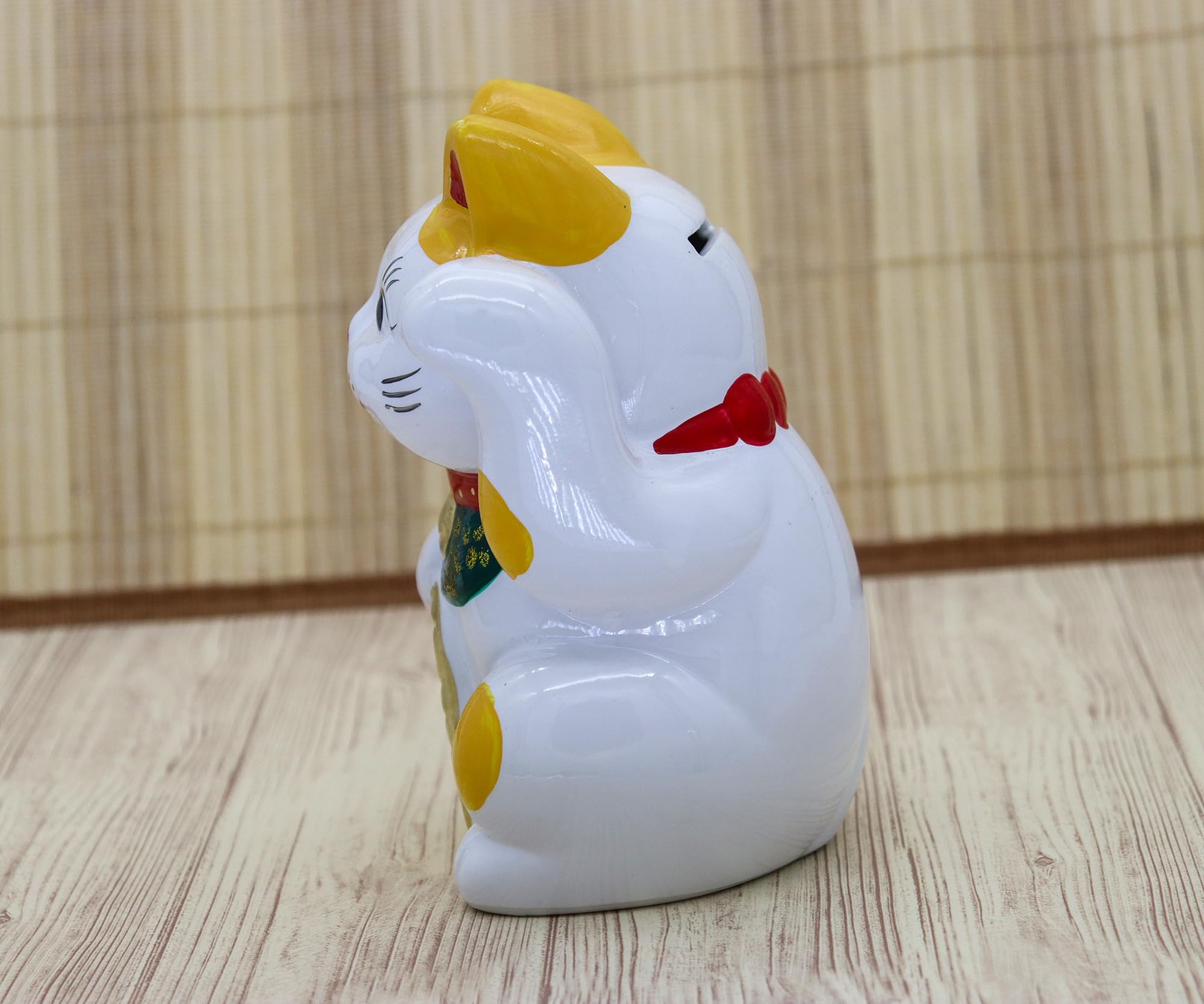 Amazon | クラフトマンハウス 招き猫 貯金箱(中)瀬戸焼 開運 黄ぶち