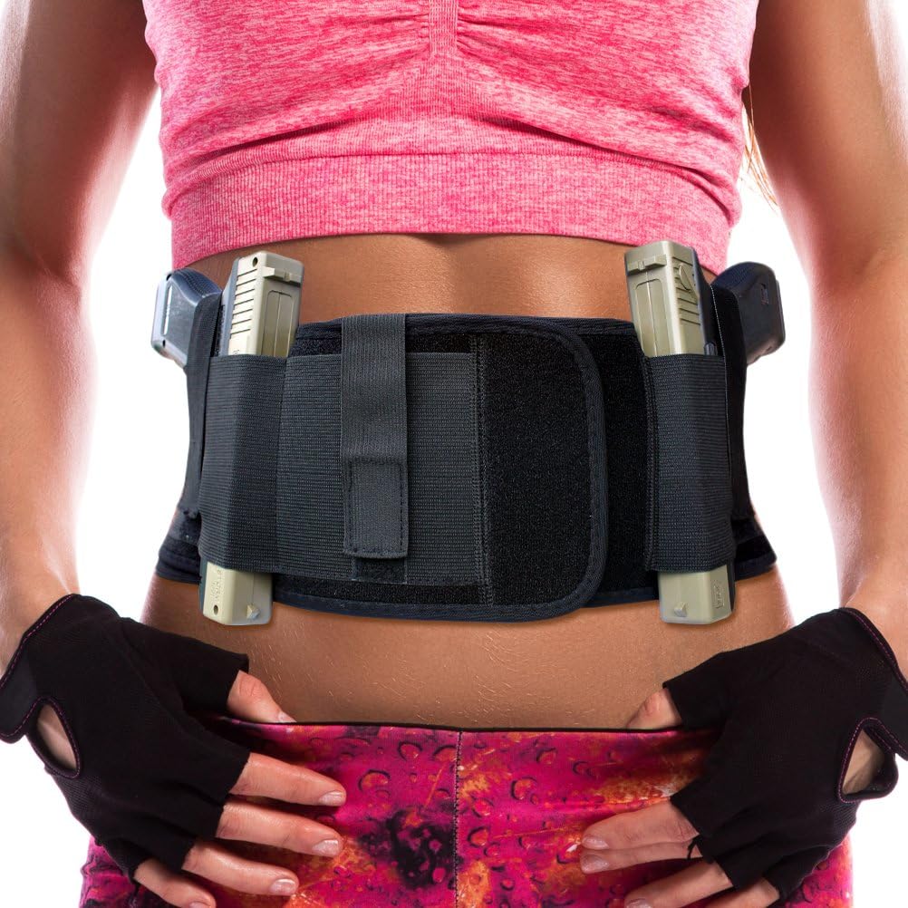 Gearoot Ambidextrous Neoprene Belly Band Holster for Concealed Carry with Two Gun Compartments for Women Men Compatible with Glock, Ruger LCP, S&W M&P Shield, Sig Sauer, Ruger, Kahr, etc