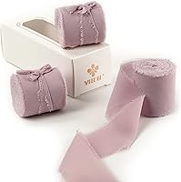 Vista 31 de MEEDEE Cinta de gasa taupe de 2 pulgadas, cintas deshilachadas con flecos, para manualidades, cintas de gasa de seda para envolver regalos