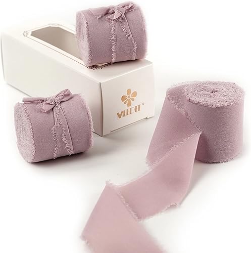 MEEDEE Cinta de gasa rosa polvorienta, flecos deshilachados de 2 pulgadas, perfecta para manualidades, envoltura de regalos, invitaciones de boda y