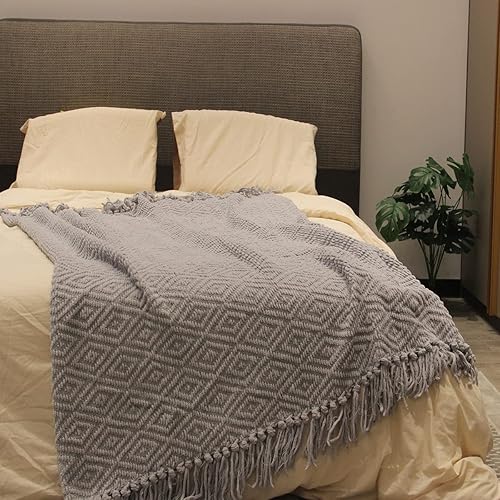 Miniatura 1 de NakedCloud Manta de punto para sofá, manta de felpilla versátil, súper suave, cálida, acogedora con borlas para cama, sofá o silla, manta decorativa