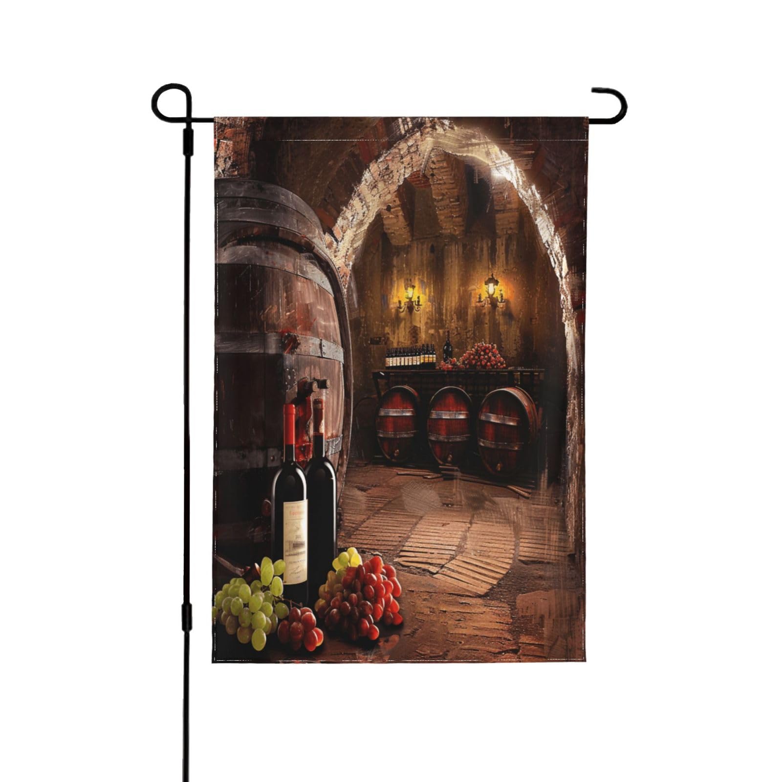 Drapeau de jardin imprimé cave à vin rouge grand format pour patio et pelouse
