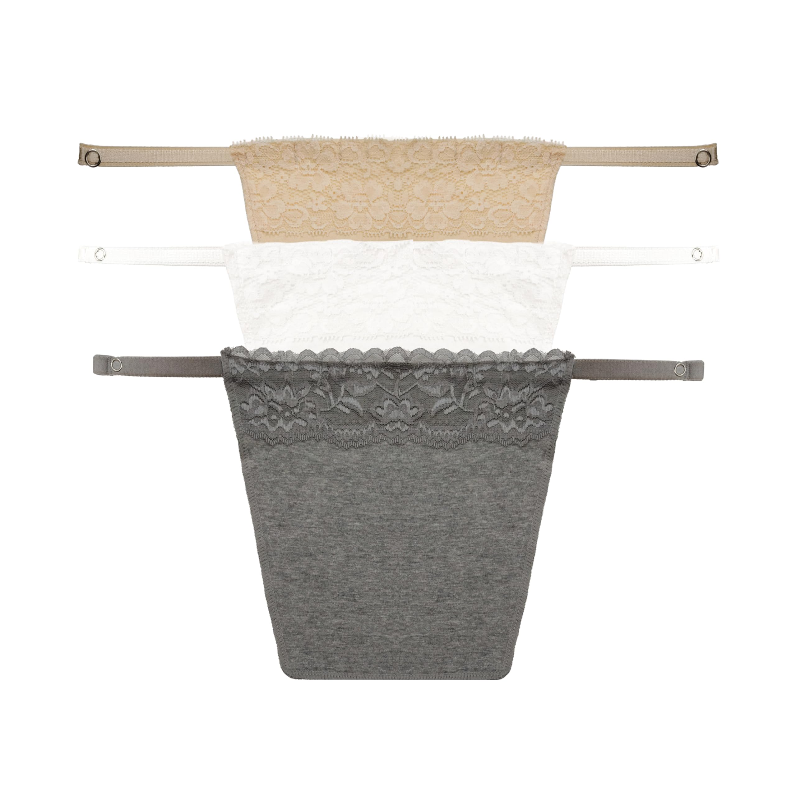 GLAMORAS Cotton Clip On Camisole for Women Mock Lace | Deep Neck Cleavage Cover Up Inner Cami Secret Slip for Women | Free Size - Set of 3