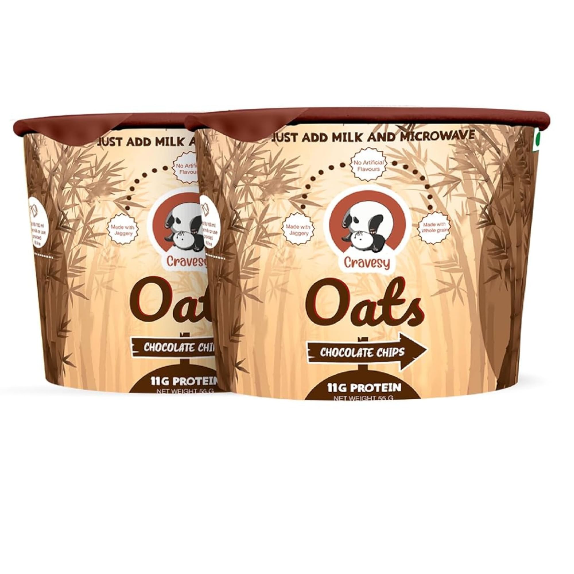 Cravesy Breakfast Oats |55G Oats With 11G High Protein | Low Calories & Fibre Rich | Healthy Wholegrain Oats | Made With Jaggery | Instant Ready To Eat Indian Chocolate chips Oats - Pack Of 2 (B0CLB3T141) Amazon Price History, Amazon Price Tracker