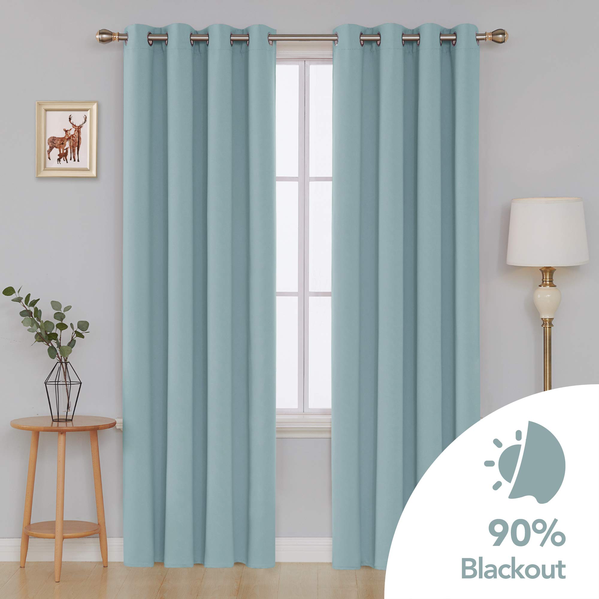 Deconovo Blackout Curtains Thermal Insulated Window Treatments Grommet Top Drapes Room Darkening Panels, 52 x 95 Inch, Baby Blue - Image 2