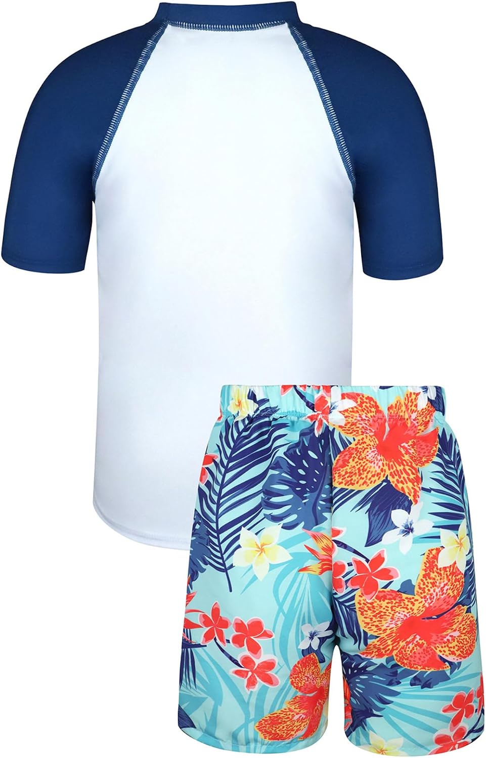 Kids Boys 2Pcs Rash Guard Sun Protection Swimsuit Letter Print Short Sleeve Swim Top and Shorts Set