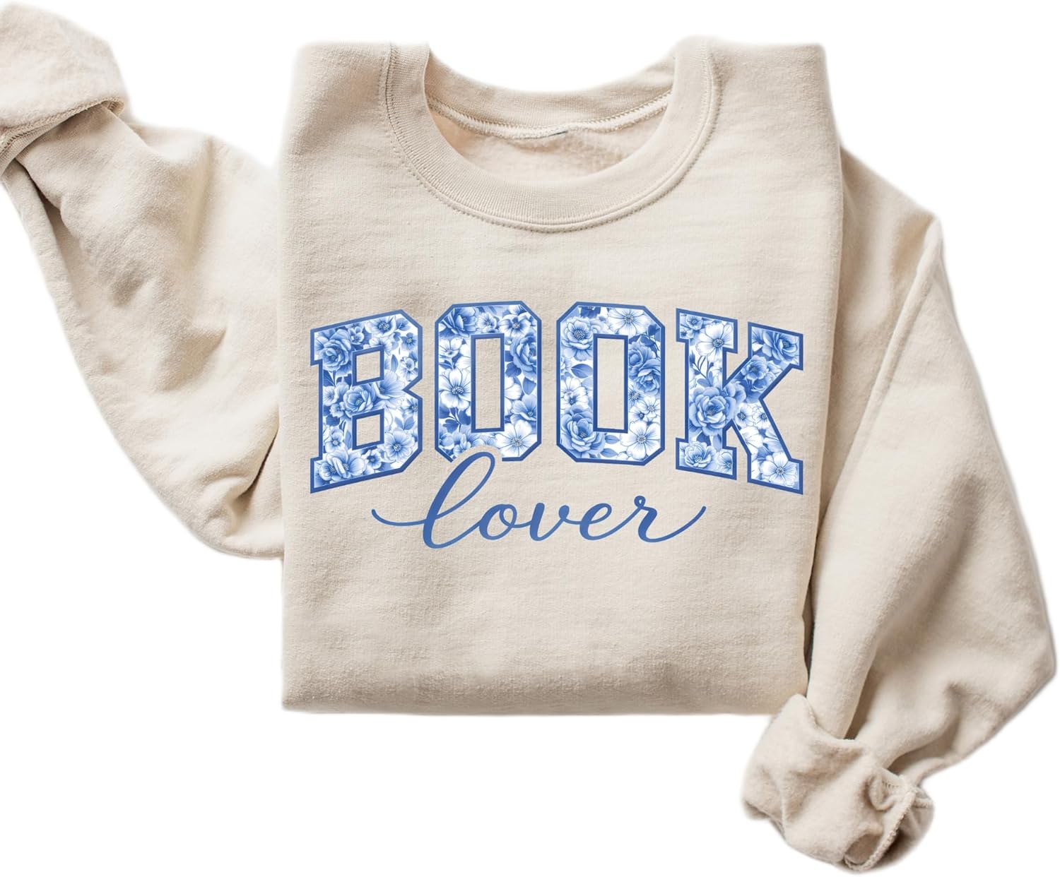 Book Lover Sweatshirt Floral Typography Reading Graphic Cozy Pullover