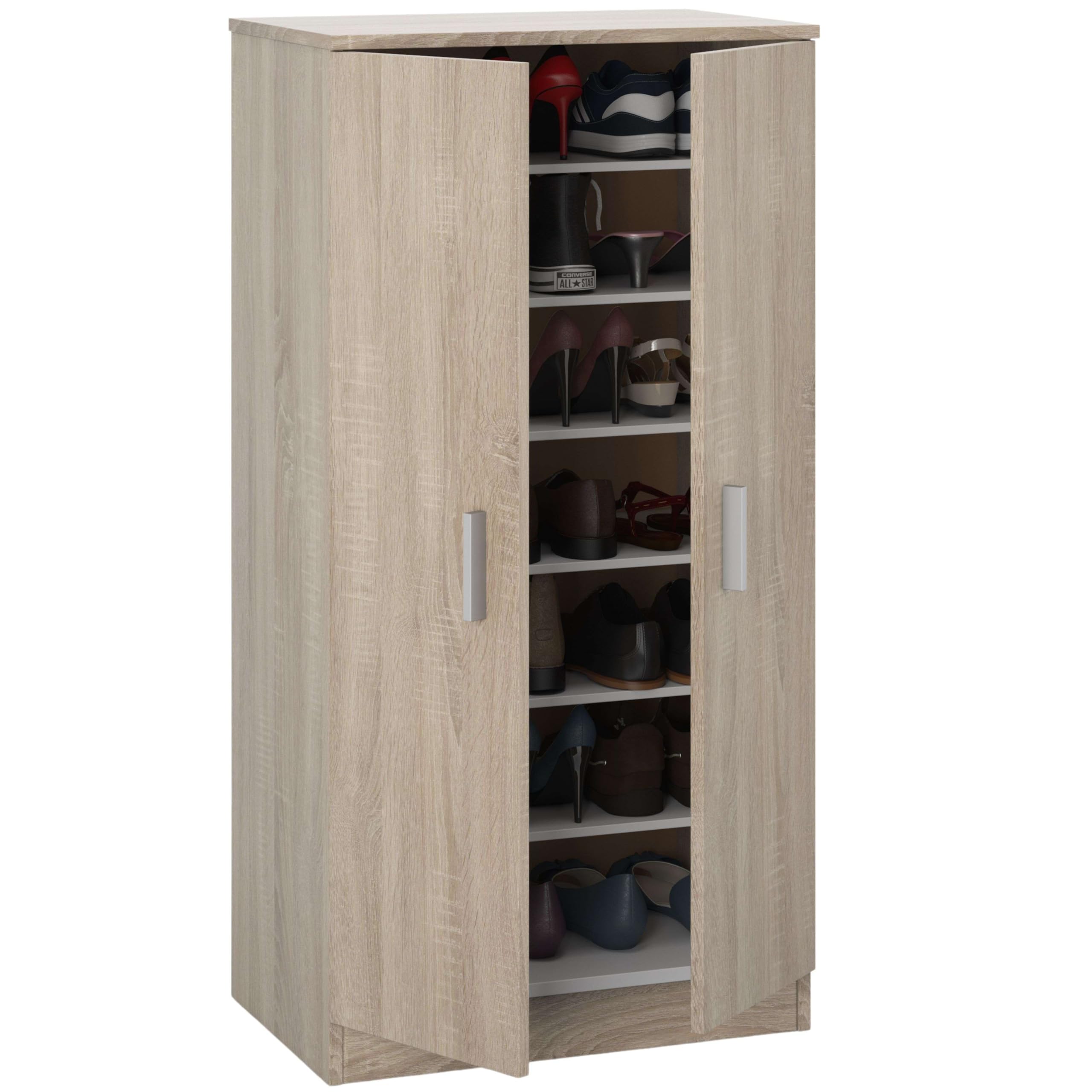 Habitdesign Mueble Zapatero Dos Puertas, Mueble Auxiliar, Modelo Basic, Acabado en Roble Canadian, Medidas: 55 cm (Ancho) x 108 cm (Alto) x 36 cm (Fondo)