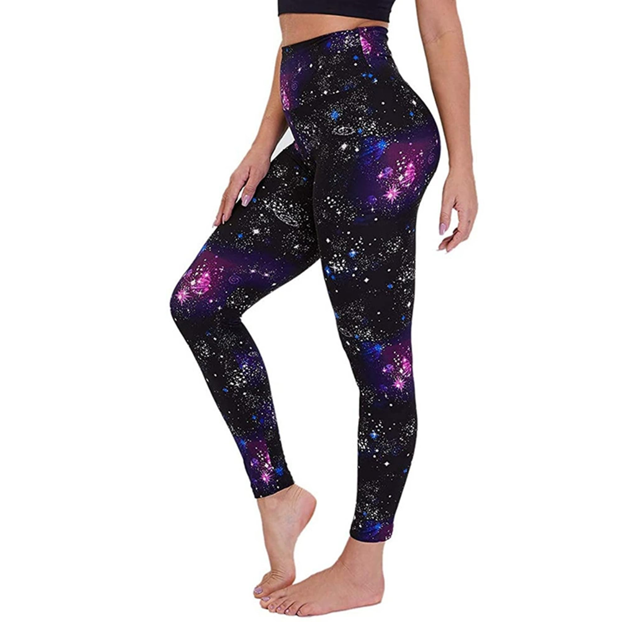 Women's High-Waist Look Printed Leggings – Ultra-Soft Cotton Blend, Stretchable Tights with Comfortable Waistband, Yoga & Travel-image-32