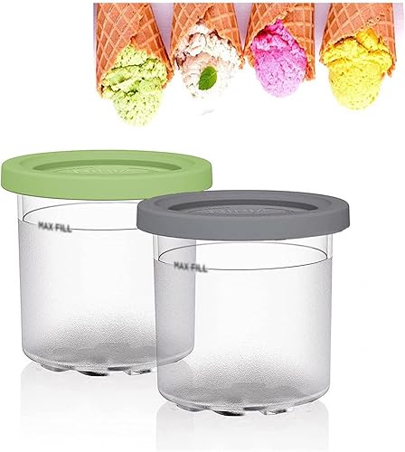 246PCS Creami Pint Containers , for Ninja Creami Nc501 Containers , Pint Ice Cream Containers With Lids Airtight,Reusable Compatible NC301 NC300