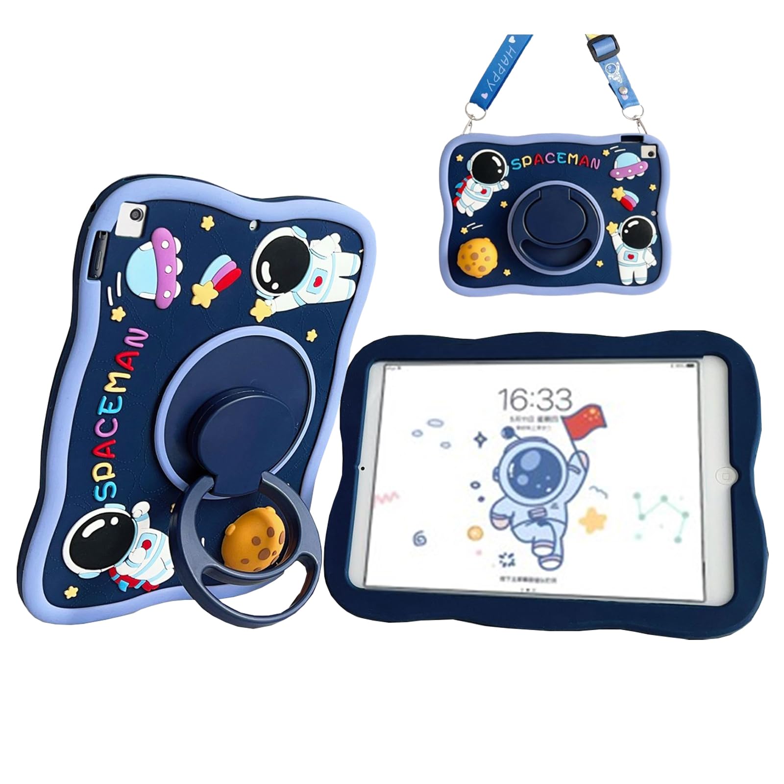 Vorhcaum for Galaxy Tab S6 Lite 10.4''2022/2020 Kids Girls Cute 3D Kawaii Cartoon Silicone Cover with 360°Stand Shoulder Strap Hand Grip Case for Tab