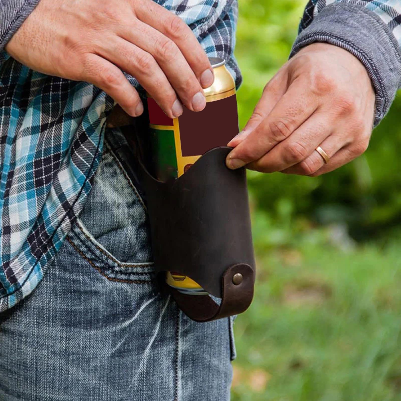 Porte-ceinture De Bière | Porte-bière En Cuir PU | Sac Banane étanche Pour Boisson, Mains-libres, Bière Pour Barbecue, Randonnée, Extérieur, Pique-nique Novent