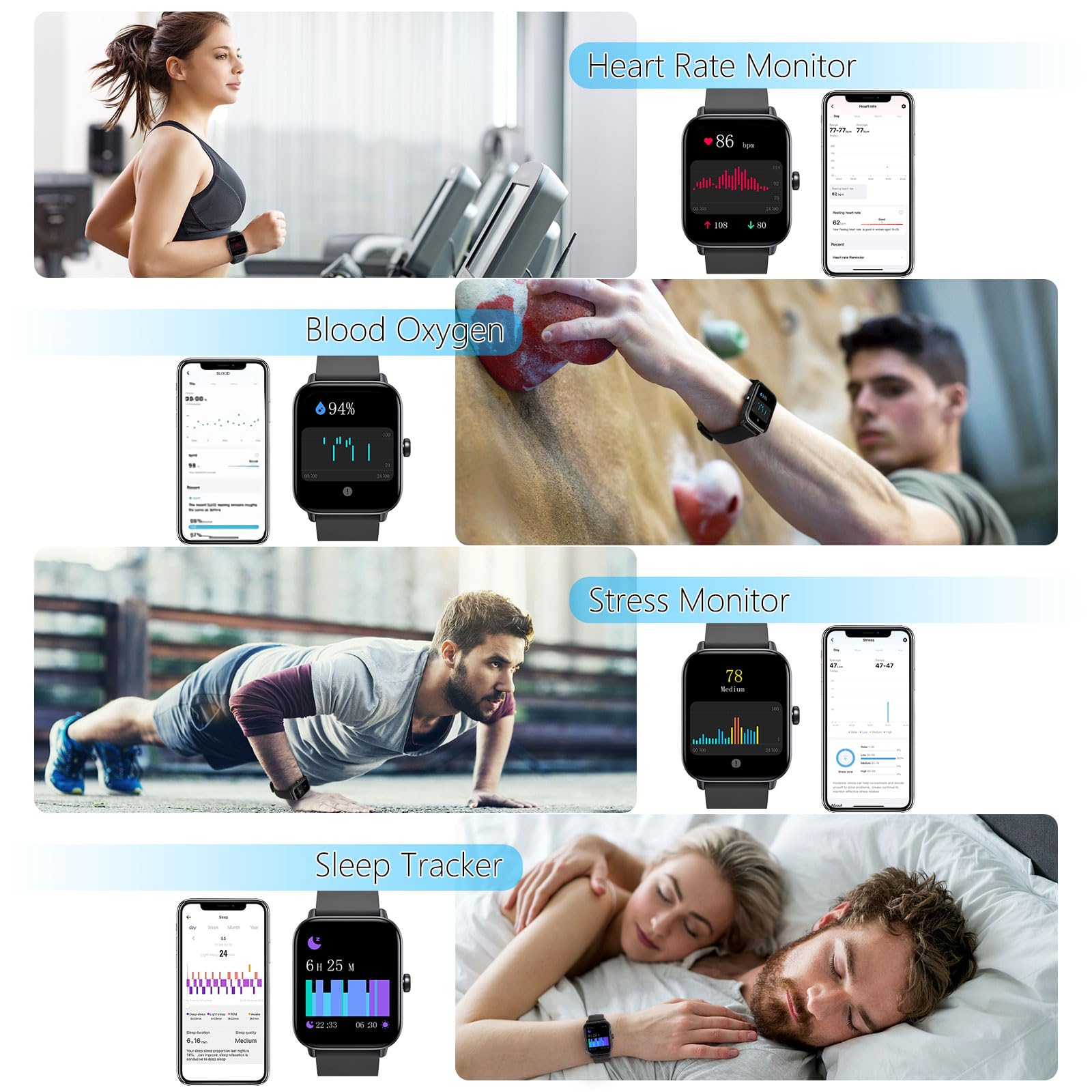 Smartwatch Uomo Donna, 1,85'' Loddery Orologio Smartwatch con Alexa Chiamata Bluetooth e Risposta Vivavoce, Smart Watch con Contapassi, Cardiofrequenzimetro da Polso, Orologio Fitness per Android iOS