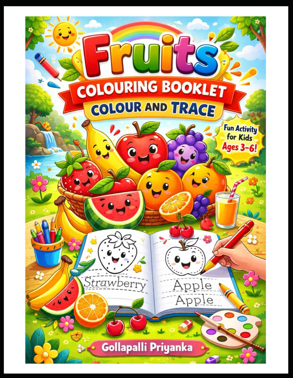 fruits colouring booklet colour and trace: Fun and Easy Fruit Coloring Pages for Toddlers & Preschoolers | Big, Simple Designs for Boys and Girls