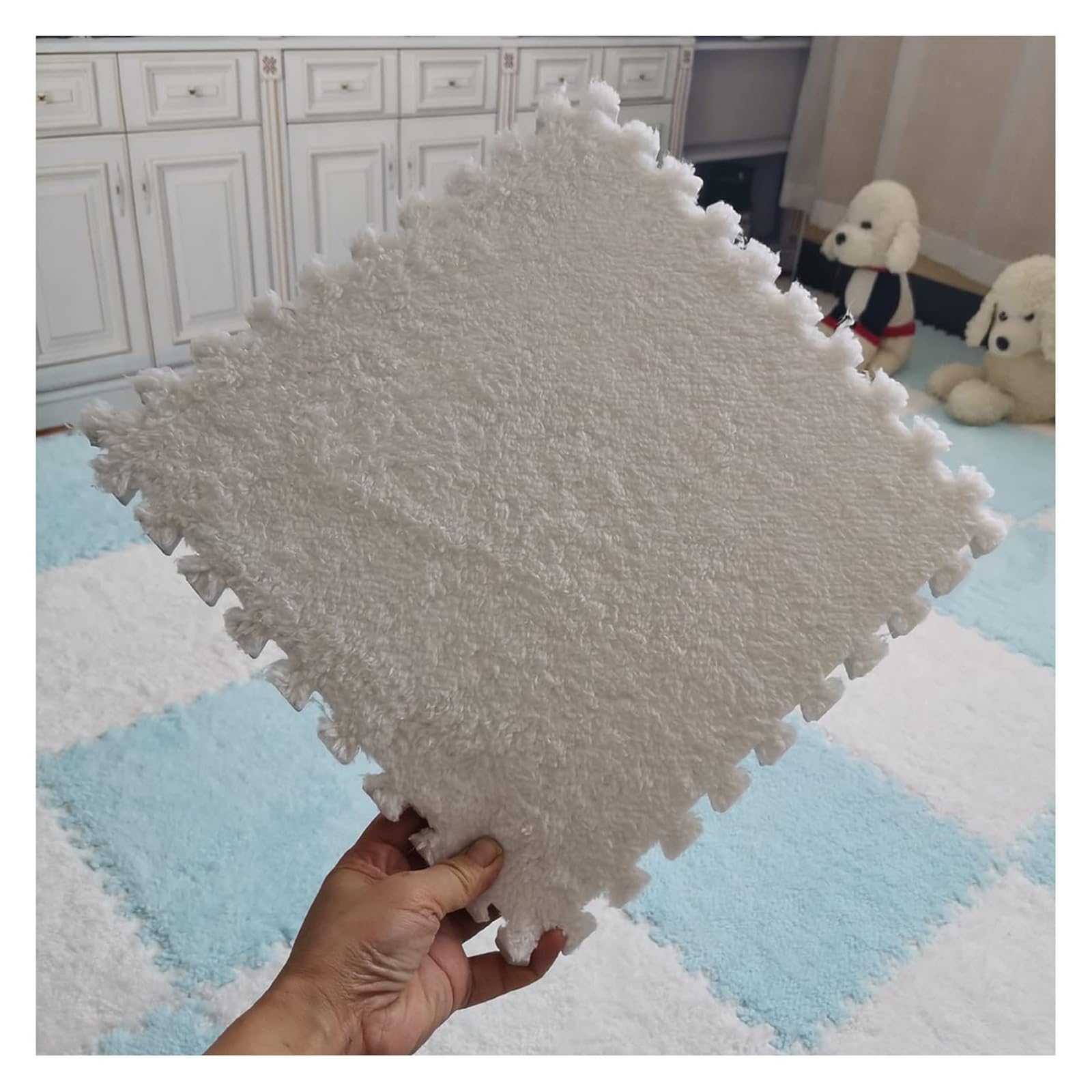 Ineinandergreifende Schaumstoffmatten, 10 Stück ineinandergreifende Schaumstoffmatten, Plüschteppich, ineinandergreifende Bodenfliesen, weiche Spielmatten-Bodenmatte, 12 x 12 Zoll (Größe: 30 x 0,6 cm)