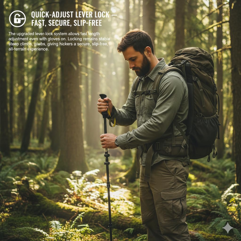 Trekkingstöcke Carbon Ultraleicht 169 g, Teleskop Wanderstöcke 63–135 cm | Teleskop Wanderstöcke 63–135 cm, Eva-Griff & Zubehör, Nordic Walking Stöcke Damen Herren, Gehstock für Wandern & Bergsport