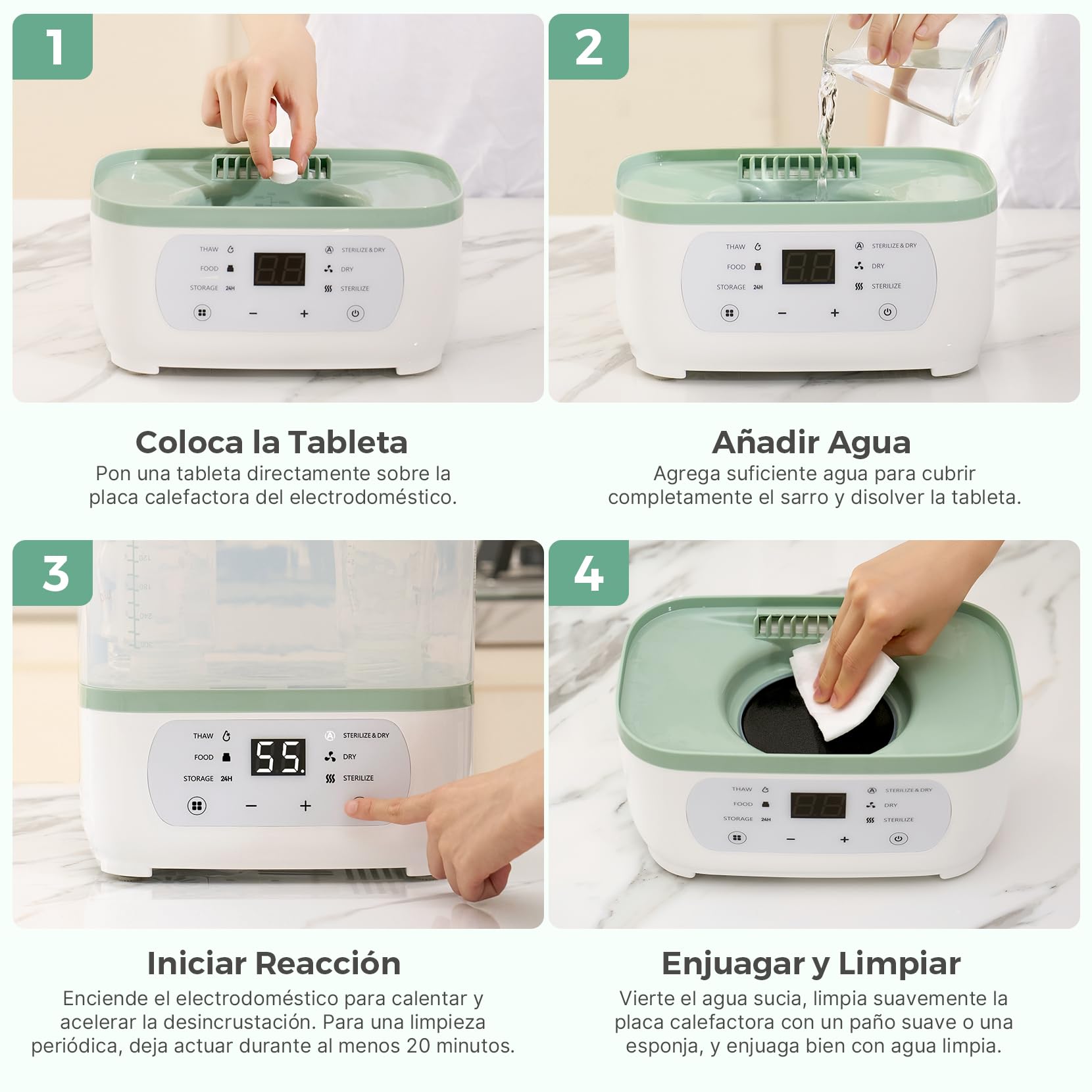 Momcozy Pastillas Descalcificadoras Originales, compatibles con sacaleches Momcozy, calentadores de biberones y esterilizadores; eliminan restos de leche y cal, paquete de 30 unidades