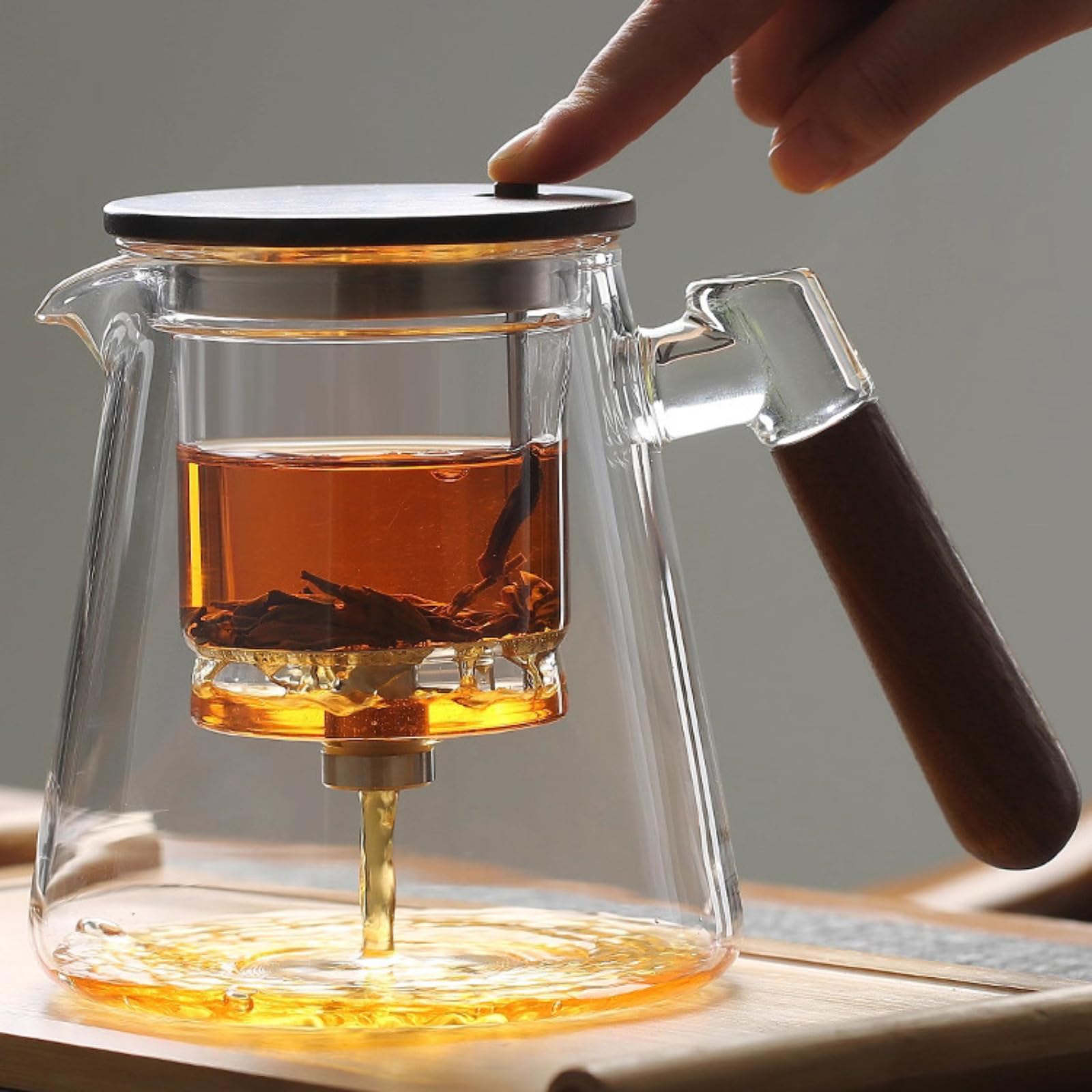 Szklany czajniczek do herbaty kungfu, 800 ml, ręcznie wykonany zaparzacz do herbaty odporny na wysokie temperatury