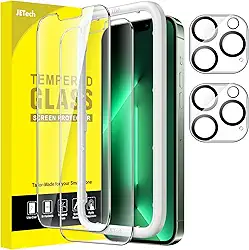 JETech Película de Vidro Temperado para iPhone 13 Pro Max 6,7 Polegadas com Protetor Lente Câmera, Ferramenta, Protetor de Tela, 2 Pacotes Cada