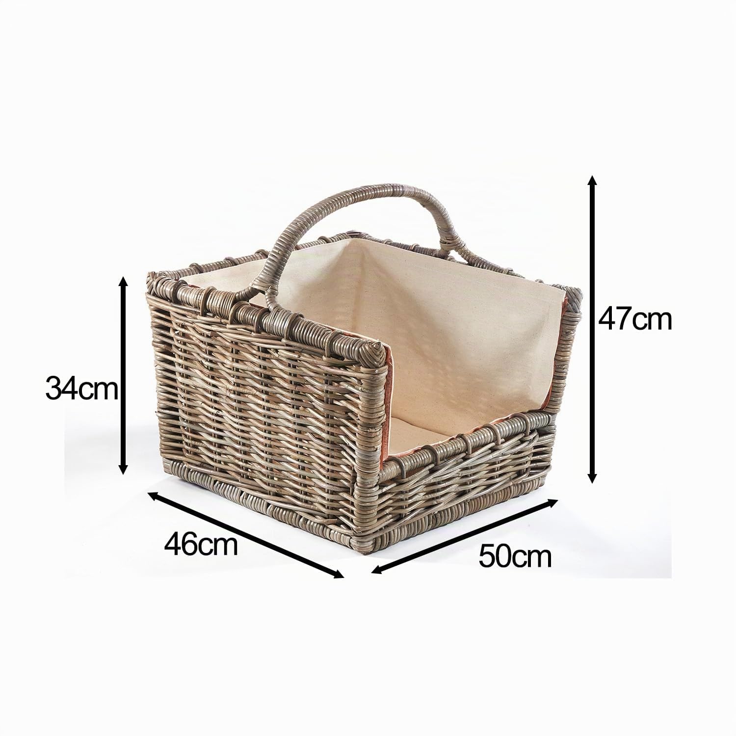 Kobolo Kaminholzkorb Holztragekorb Holzkorb 50x46x47 cm Grau
