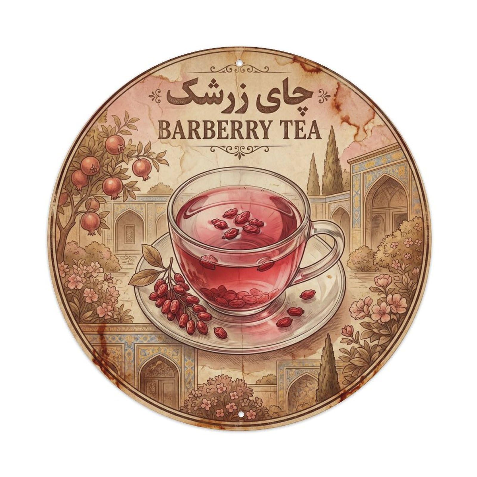 Tea Cup Infusion Iran Travel Brew Station Heritage Metal Tin Sign