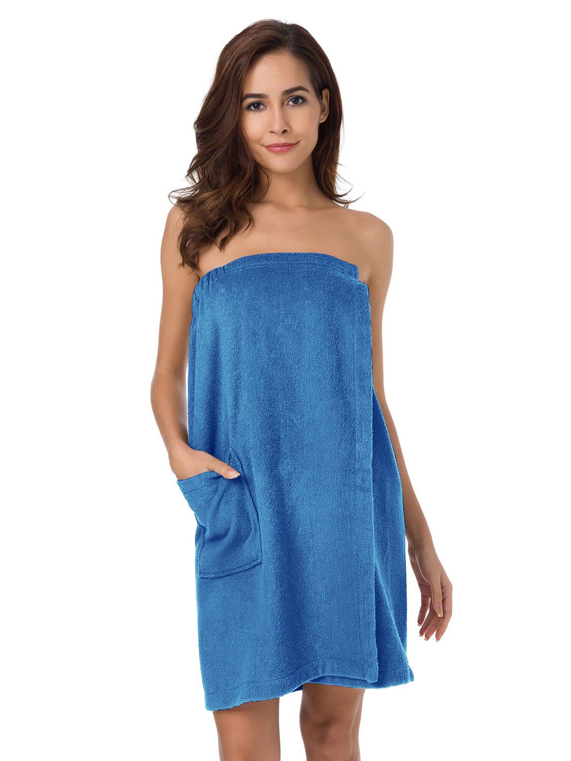 SIORO Women Bath Towel Wrap Robe, Soft Cotton Terry Spa Cloth, Plush Adjustable Closure for Shower, Travel, Pool, Gym